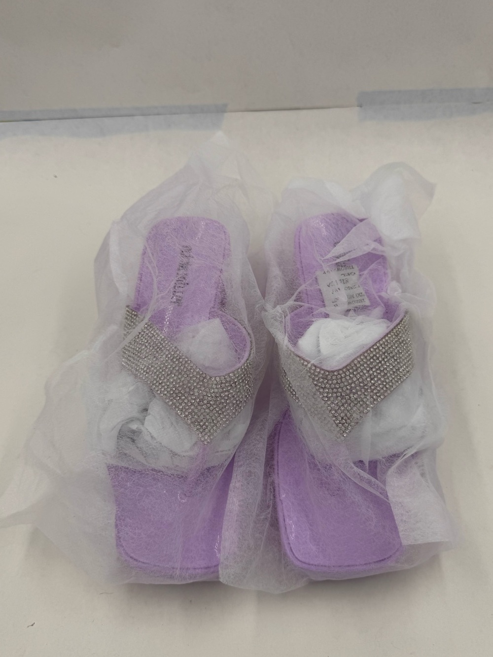 Olivia Miller Gelly Lilac Rhinestone Chunky Platform Thong Sandal, Ladies Size 7 - Picture 13 of 16